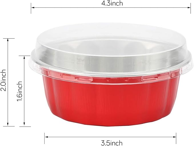 Beasea 8 oz Disposable Ramekins with Lids, 50 Pack Aluminum Foil Cups for Party Wedding Birthday