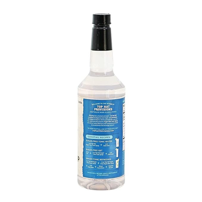 Top Hat Keto Sugar Free Tonic Syrup - 5x Diet Tonic Water Quinine Concentrate - Organic Monk Fruit