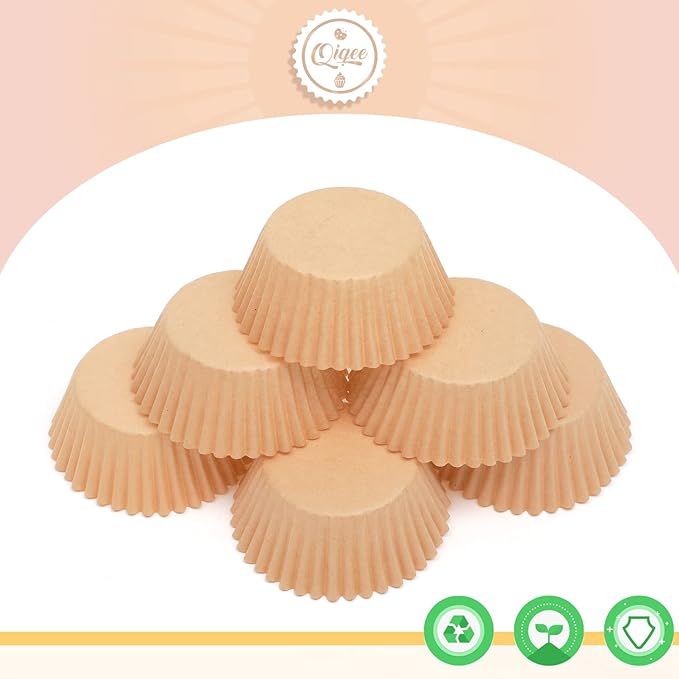 qiqee 300 Count Jumbo Cupcake Liners Natural Muffin Liners Food Grade Jumbo Size Baking Cups Paper