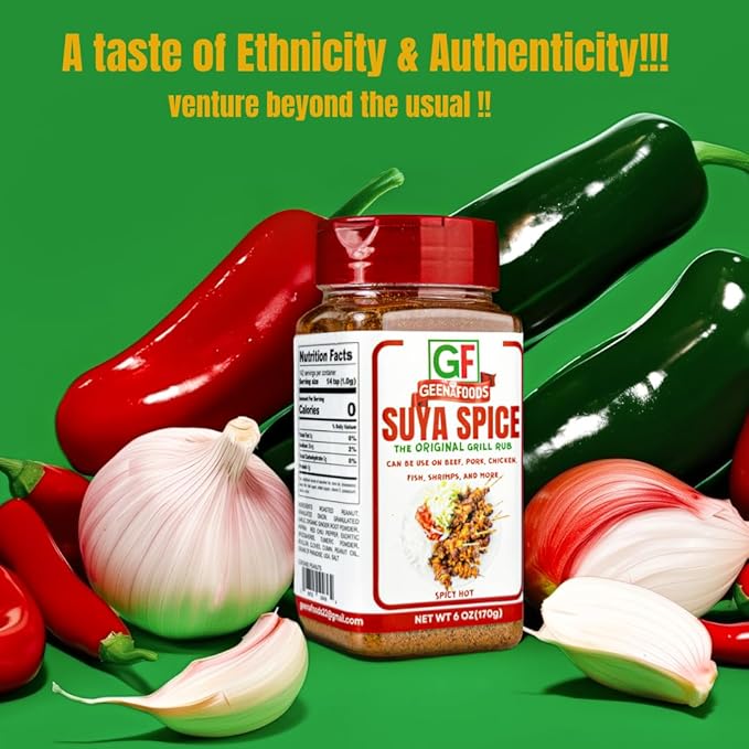 Geenafoods Suya pepper, African( Nigerian & Ghanaian)-Inspired Seasoning pepper Blend for Beef and