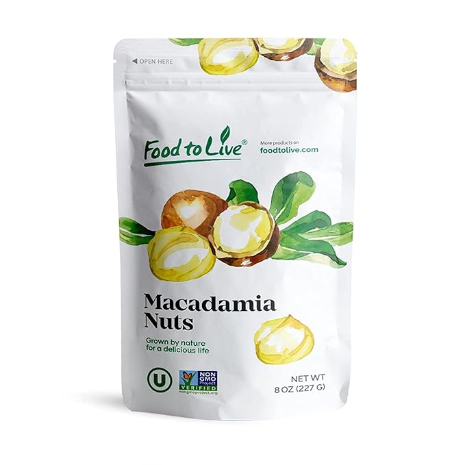 Food to Live Whole Macadamia Nuts, 8 Ounces – Non-GMO Verified, Raw, Unsalted, Unroasted, Keto