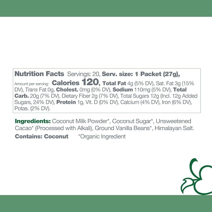 Bare Life: Dairy Free Coconut Hot Cocoa Mix | Single Serving 0.95 Oz (10 Pack) | Gluten Free