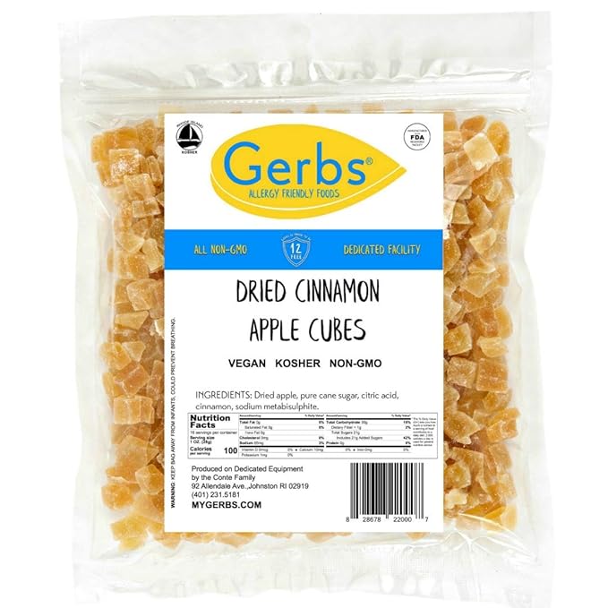 Gerbs Dried Cinnamon Sugar Apple Cubes 2 lbs. | Unsulfured, No Additives, Resealable Bag |
