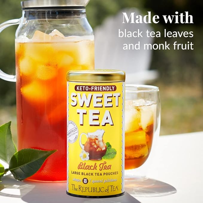 The Republic of Tea – Keto-Friendly Sweet Iced Black Tea, 8 Large Quart-Sized Iced Tea Pouches