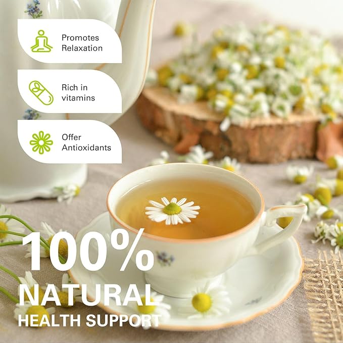 WT WEETEE Chamomile Tea bags, Made with 100% Pure Chamomile Flowers, Natural Caffeine-free Herbal
