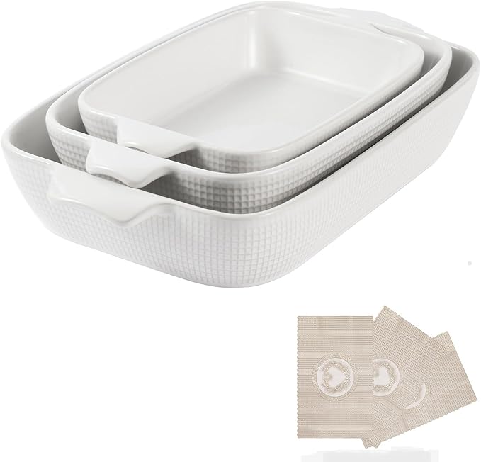 Bakeware Casserole Oven Dishes Baking - 3pcs Ceramic Rectangular Oven Serving