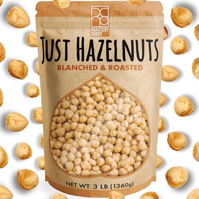 Roastery Coast Dry Roasted Hazelnuts | 3 LB | Unsalted | Filberts | Blanched | No skin | Kosher |