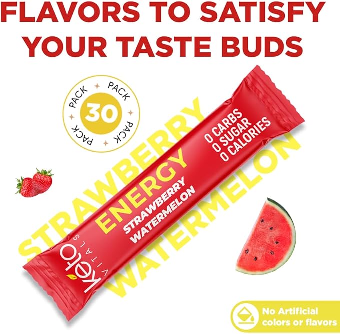 Keto Vitals Electrolyte Energy Drink Powder Packets - Electrolyte Supplement for Energy and