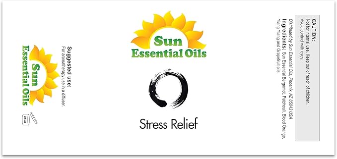 Sun Essential Oils - Stress Relief Blend Essential Oil (Huge 4 Ounce Bottle) Bulk - Calm Essential