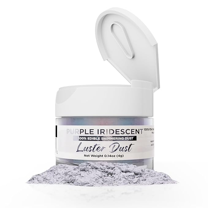 Luster Dust - Purple Iridescent (4g 1x Jar) | Edible Vegan Dust & Paint for Cake Decorating, Ice
