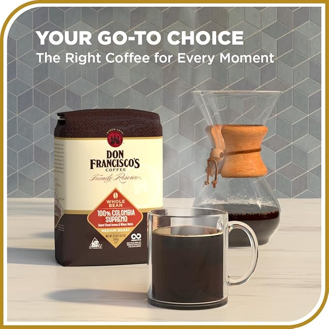 Don Francisco's Colombia Supremo Whole Bean Coffee, Medium Roast ??100% Arabica,20 oz Bag, Premium