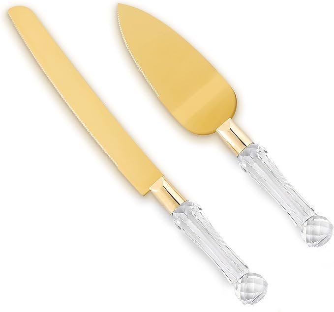 wedding knife and server set gold, Gold Cake Cutter and Pie Spatula, Cake Server and Knife Set of 2