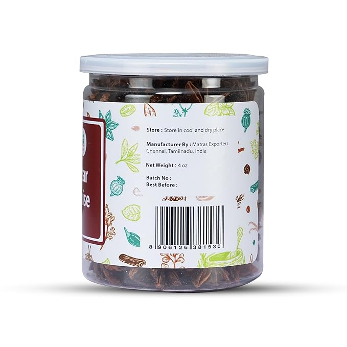 Star Anise Whole 4 oz, Perfect for Baking and Tea, Premium Dried Star Anise Pods, Aromatic, Fresh