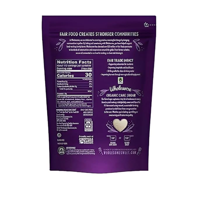 Wholesome Sweeteners 16-Ounce Organic Cane Sugar, Fair Trade, Non GMO, Gluten Free, Pure & Vegan