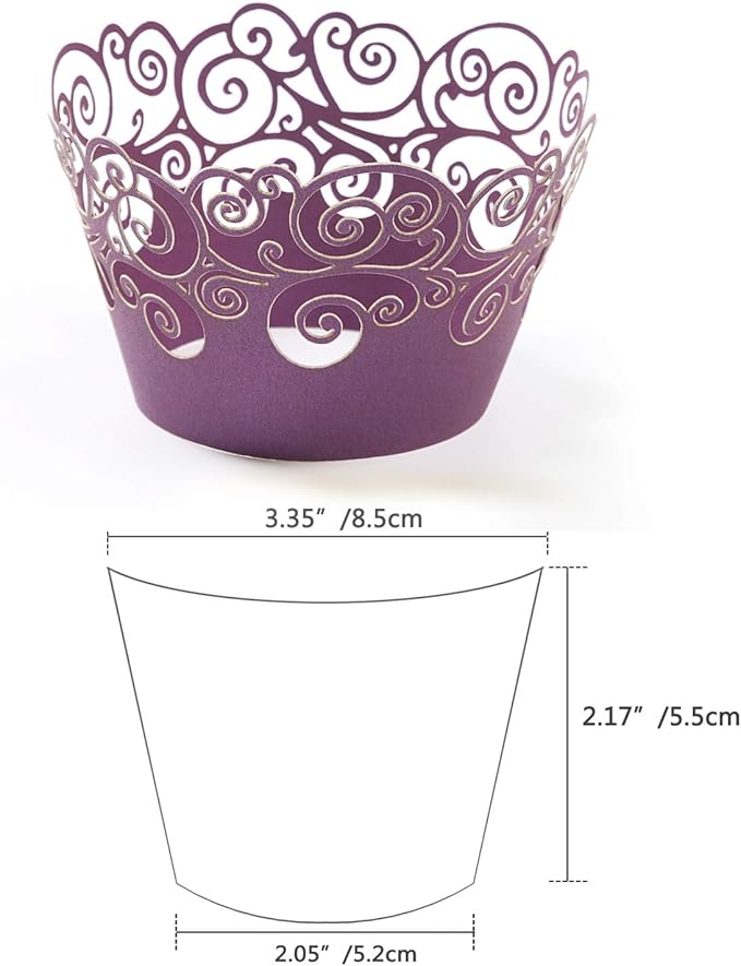 Cupcake Wrappers, KPOSIYA 50 Pack Cupcake Wraps Filigree Artistic Bake Cake Paper Cup Little Vine