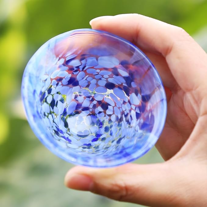 Japanese Handcrafted Sake Glass Set, Artisan Glassware for Cold Sake and Shochu, Made in Japan