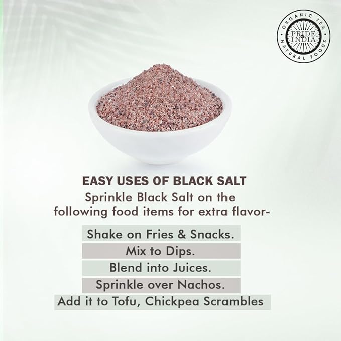 Pride Of India - Himalayan Black Rock Salt - Fine Grind, (4.8 oz) - Kala Namak, Contains 84+