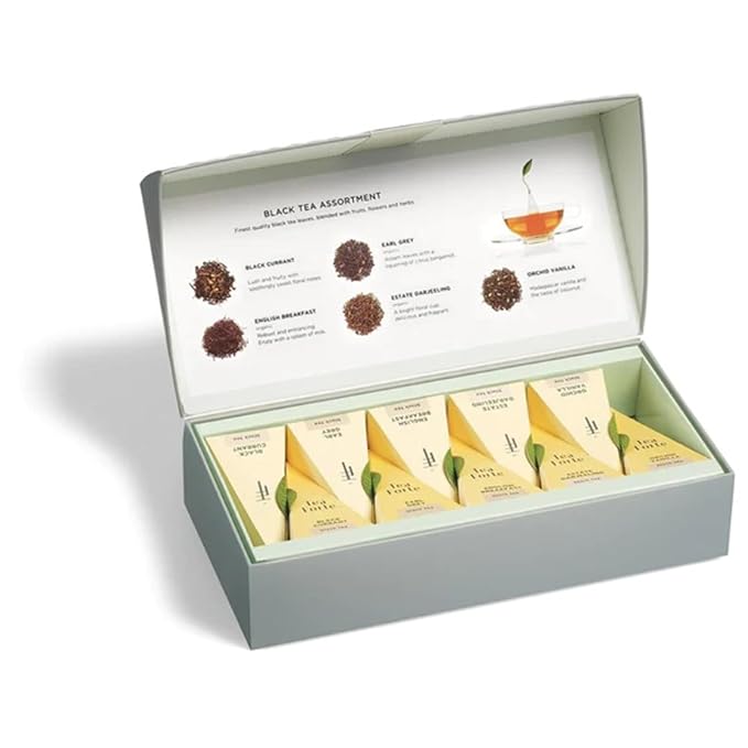 Tea Forte Assorted Black Tea Petite Presentation Box Tea Gift Set Sampler, 10 Count, 2 of Each