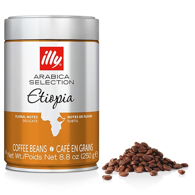 illy Arabica Selections Ethiopia Whole Bean Coffee, 100% Arabica Bean Single Origin Coffee, Light