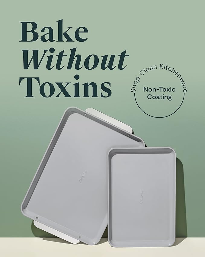 Caraway Non-Stick Ceramic Baking Sheet Duo - Naturally Slick Ceramic Coating - Non-Toxic, PTFE &