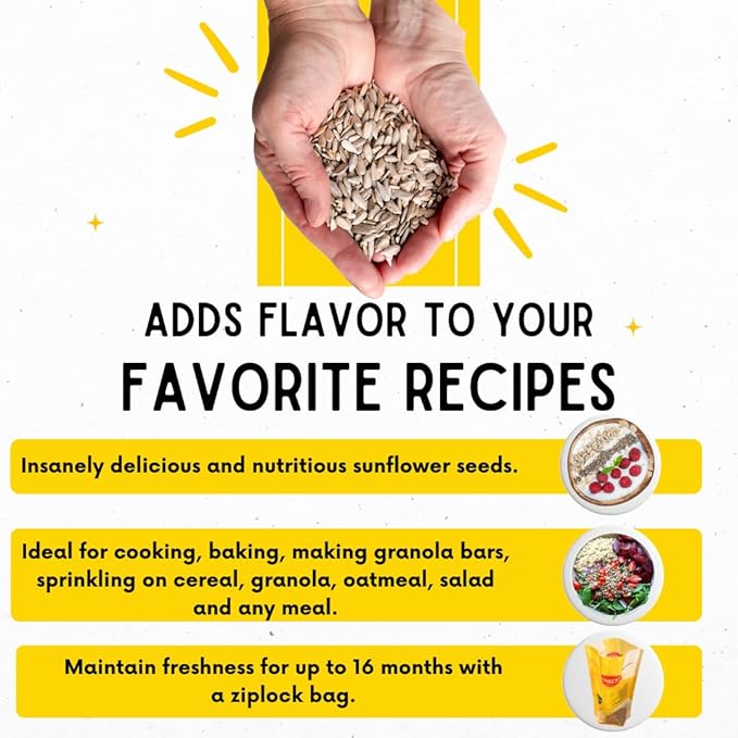 Sunbest Natural Raw Sunflower Seed Kernels 32 Oz (2 lbs) 1 Pack - Unsalted & Nutritious for