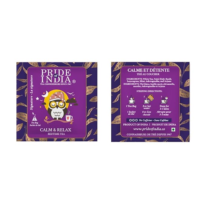 Pride of India | PACK of 2 - Sip and Relax : Bedtime Tea | 15 Pyramid Full Leaf Individually