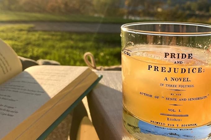 Well Told Classic Literature Rocks Glass - Pride and Prejudice by Jane Austen - Old Fashioned