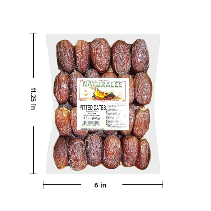 Naturalee Dried Dates 2 lb - Pitted - No Added Sugar, No preservatives - Gluten Free, Vegan, High
