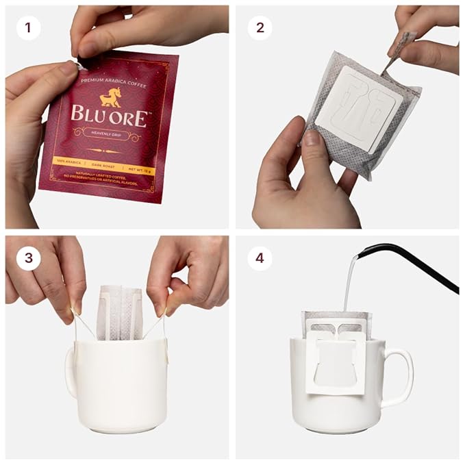 Blu Ore Premium Vietnamese Coffee - Single Serve Pour Over (8 Pack) - 100% Arabica Drip Bag Coffee