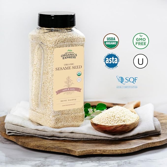 HQOExpress | Organic White Sesame Seed | Raw Sesame Seeds for Cooking and Food Seasoning - Semillas
