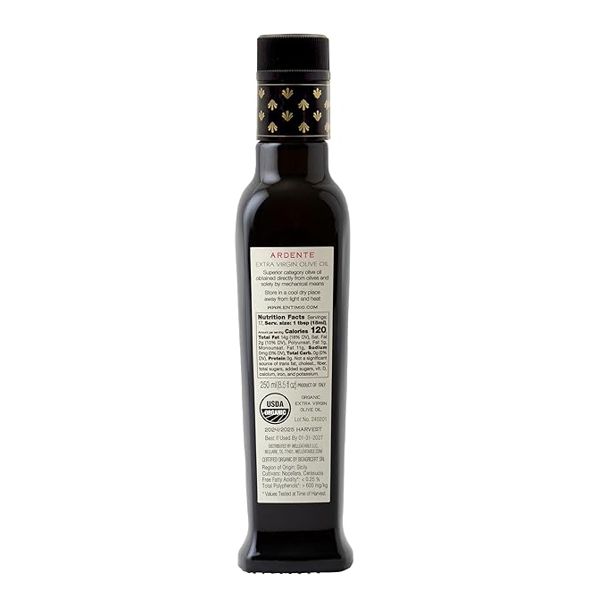 Entimio Ardente +600 mg/kg Polyphenol Rich Organic Extra Virgin Olive Oil, New 2024-2025 Early