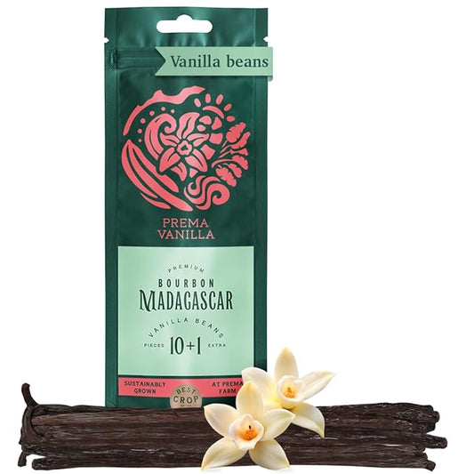 PREMA VANILLA Madagascar Vanilla Beans, Grade A Bourbon Pods For Making Vanilla Extract, Good For