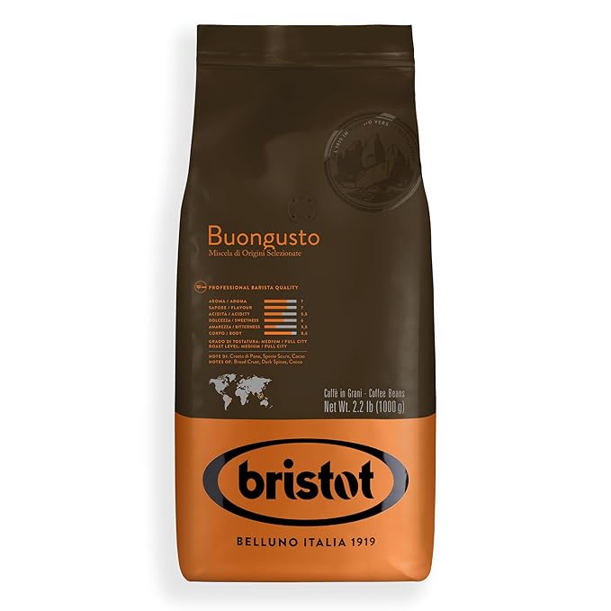 Bristot Buongusto Italian Espresso Coffee Beans ??Whole Bean, Medium Roast, Low Acid ??2.2 lb (1kg)