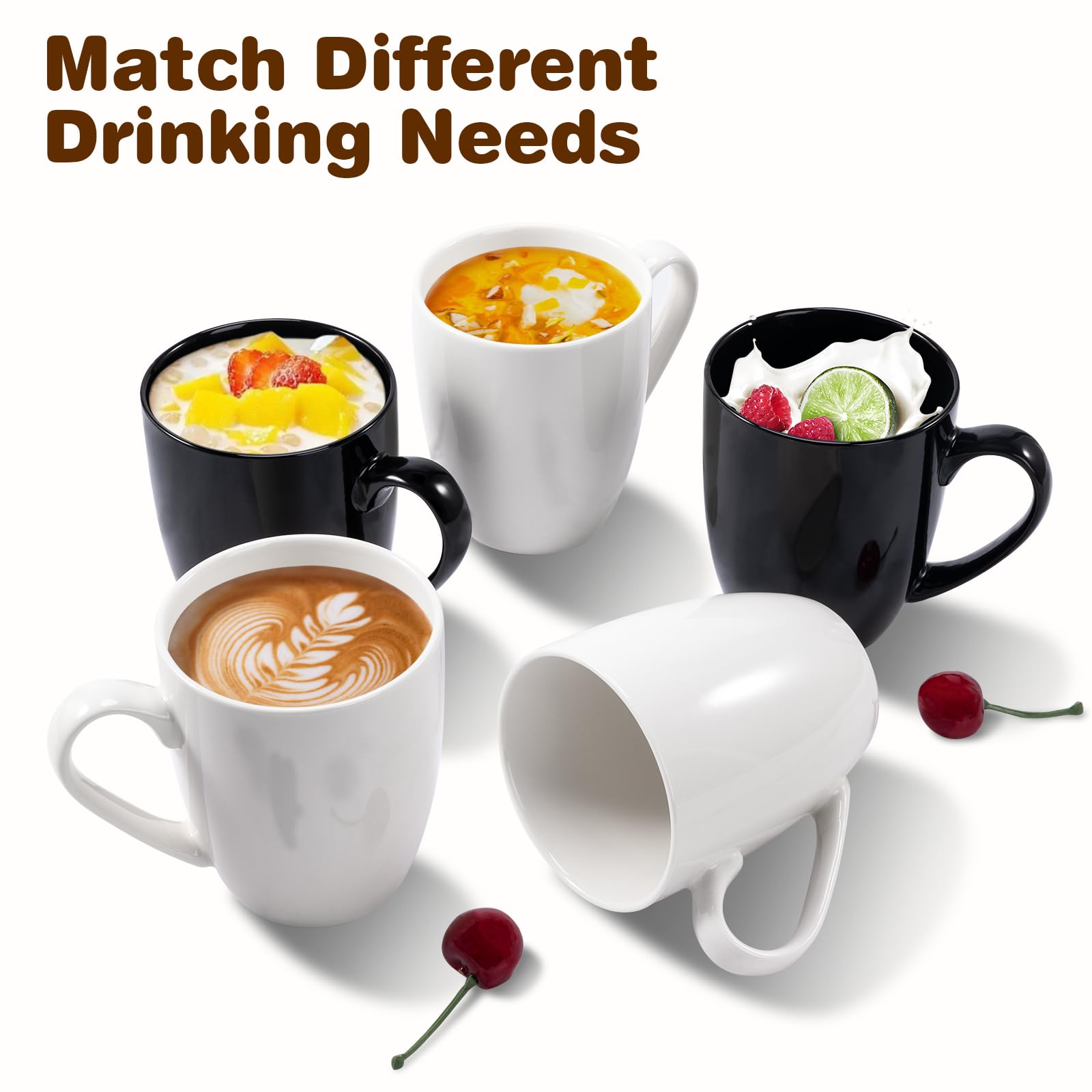 Urbanstrive 16 oz Large Coffee Mugs Set of 6 Ceramic Coffee Mug White Coffee Cups Tea Cups Idea