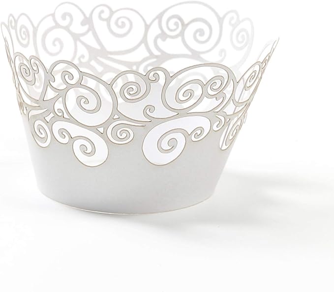 Cupcake Wrappers, KPOSIYA 50 Pack Cupcake Wraps Filigree Artistic Bake Cake Paper Cup Little Vine