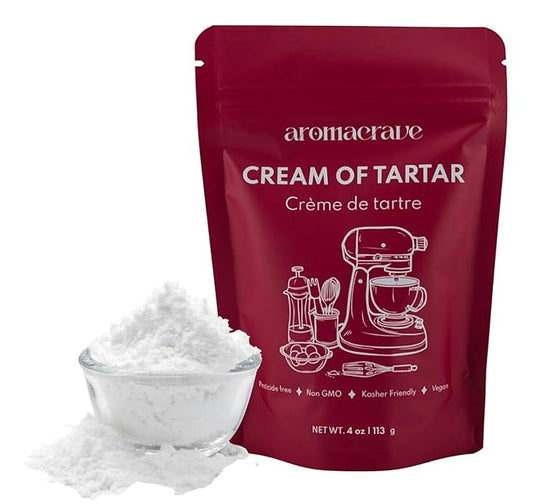 AROMACRAVE Cream of Tartar Powder, High-Purity Potassium Bitartrate for Baking & Cooking