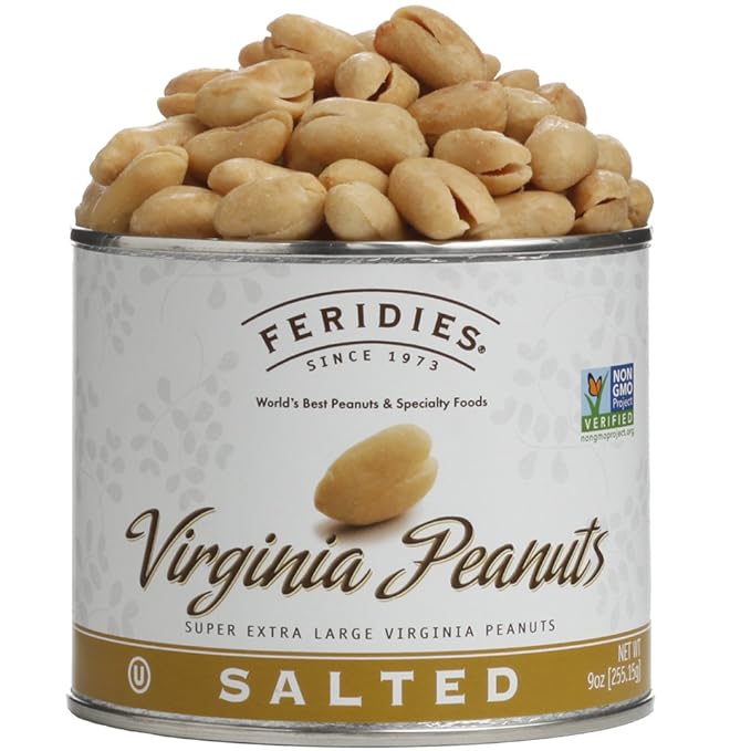 FERIDIES Virginia Salted Extra Large Peanuts Cooked in Pure Peanut Oil the Peanut Choice 9 Ounce