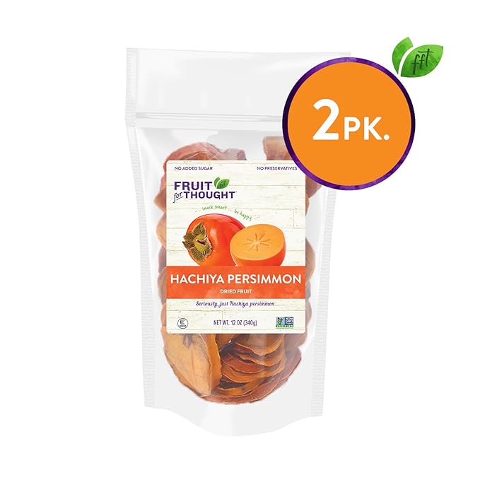 Fruit for Thought Dried Persimmons | Dried Fruit Snack Packs | At Home, Work, or On The Go |