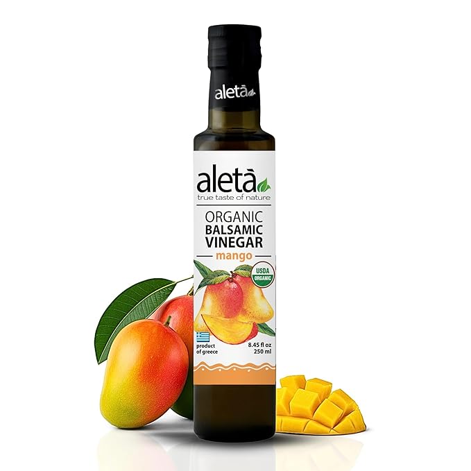 Aleta Farms Balsamic Vinegar, Mango Infused Organic Balsamic Vinegar, Aged, Flavored, USDA Organic