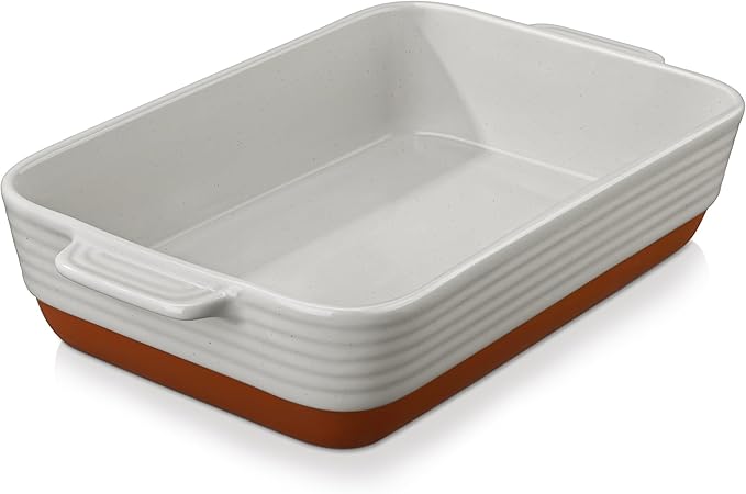MALACASA Lasagne Dishes for Oven, 4.8 Qt Ceramic Oven Dish with Handles, 9 x 13 Inch Deep
