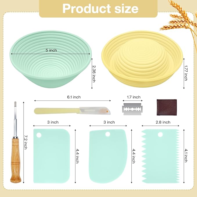 Silicone Banneton, Sourdough Bread Baskets (Set of 6, 5 Inch), Round Proofing Bread Bowls with