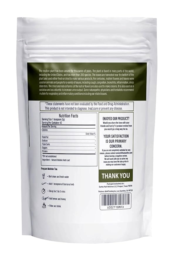 Herbal Hermit Mullein Leaf Tea (3 oz/85 grams) Herb for Respiratory Support, Mucous Membranes, Lung