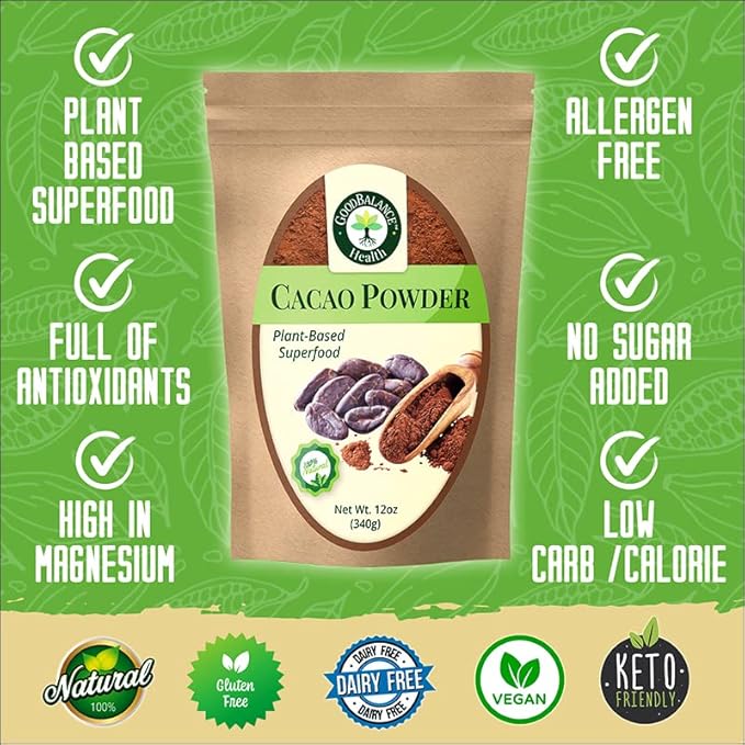 Good Balance Health Cacao Powder | Raw Cacao | Organic Cacao, Chocolate Powder | Perfect for