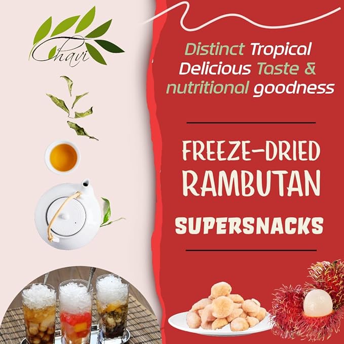 CHAVI Freeze-Dried Rambutan - 2 Oz - Healthy 1 Ingredient Superfood Supersnacks - No Added Sugars
