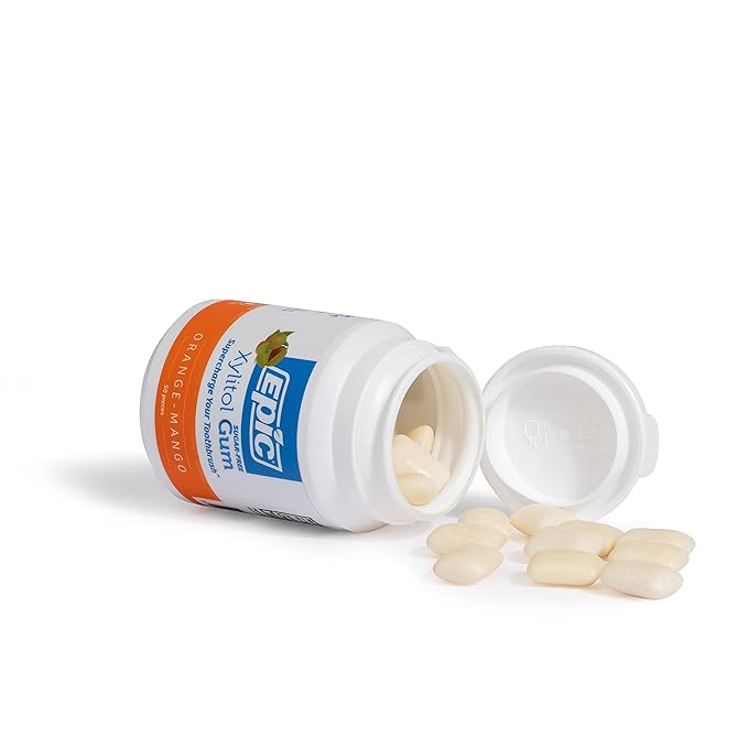 Epic 100% Xylitol Orange Mango Chewing Gum - Sugar Free, Aspartame Free Dental Gum - Supports Oral