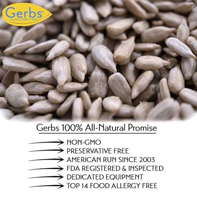 Lightly Sea Salted Sunflower Seed Kernels by Gerbs - 2 LBS - Top 11 Food Allergen Free & Non GMO