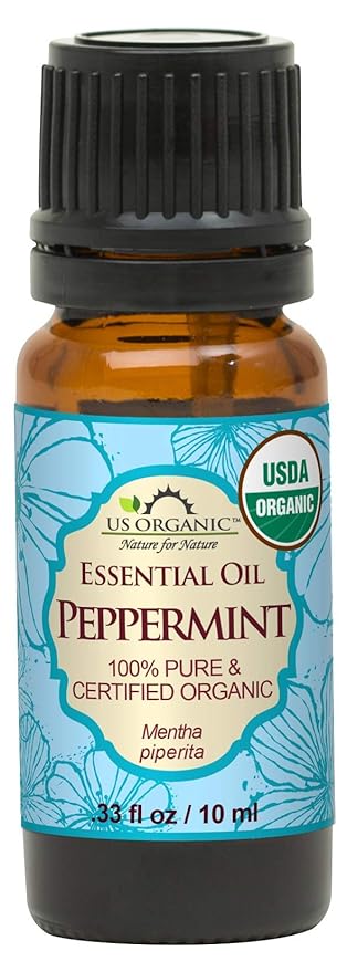 US Organic 100% Pure Peppermint Essential Oil - USDA Certified Organic - 10 ml - w/Improved caps