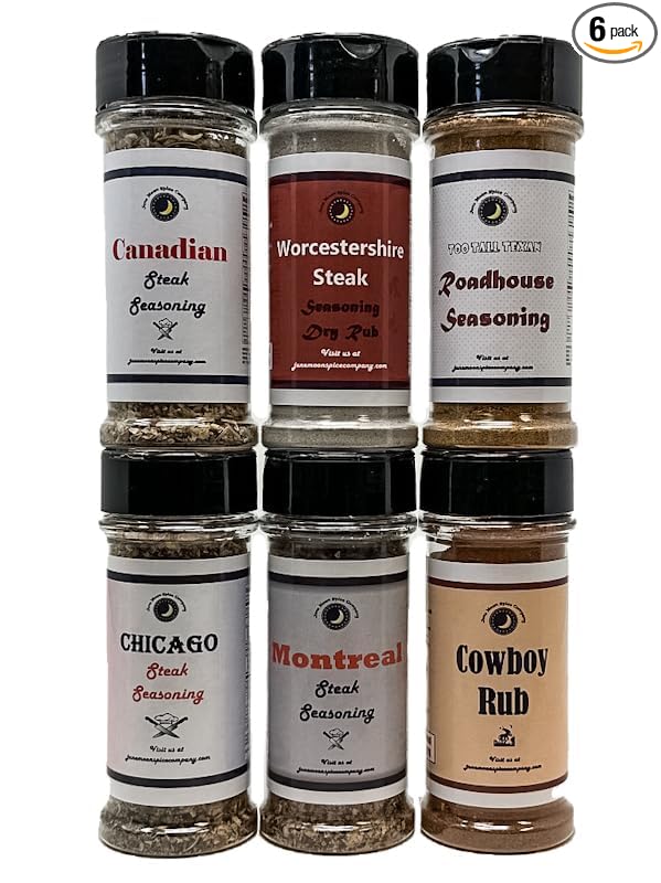 Premium | STEAK SEASONING Dry Rub Variety 6 Pack | Chicago | Canadian | Worcestershire | Montreal |