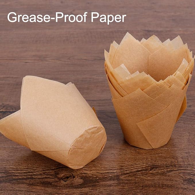 150pcs Tulip Cupcake Liners Natural Baking Cups Muffin Paper Liner Grease-Proof Wrappers for