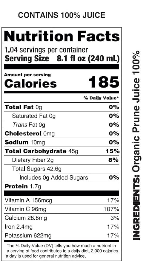 Pomona Organic Juices Pure Prune Juice, 8.4 Ounce Bottle (Pack of 12), Cold Pressed Organic Juice